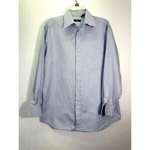 Men’s Hugo Boss 16 1/2 32/33 Blue White Button Up Shirt Office Work Microcheck